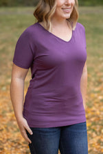 IN STOCK Chloe Cozy Tee - Purple | Women's V-Neck Top