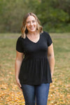 IN STOCK Sarah Ruffle Short Sleeve - Black | Women's Top