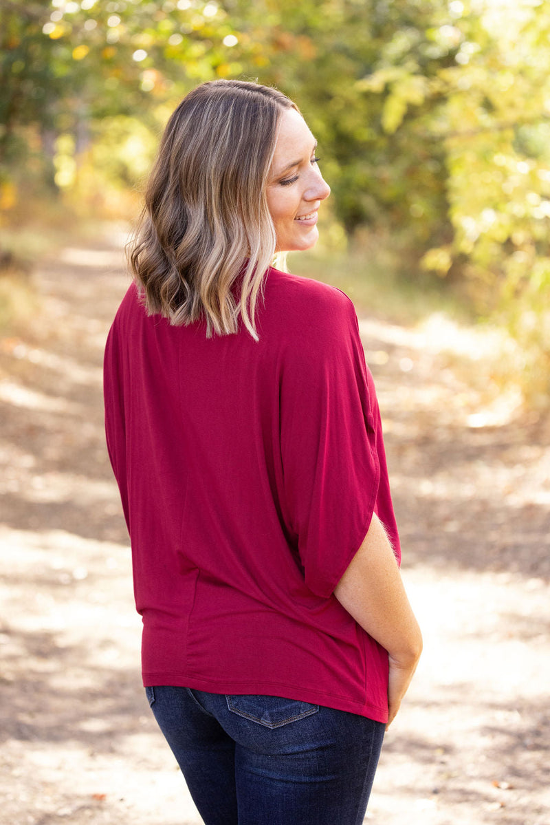 IN STOCK Darcy Dolman Top - Burgundy | Women's Flowy Top FINAL SALE