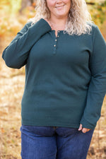 IN STOCK Harper Long Sleeve Henley - Evergreen | Women's Cozy Shirt