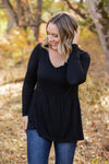 IN STOCK Long Sleeve Sarah Ruffle - Black | Women's Top