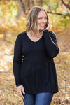 IN STOCK Long Sleeve Sarah Ruffle - Black | Women's Top