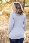 IN STOCK Long Sleeve Sarah Ruffle - Light Grey | Women's Top FINAL SALE