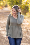 IN STOCK Long Sleeve Sarah Ruffle - Olive | Women's Top FINAL SALE