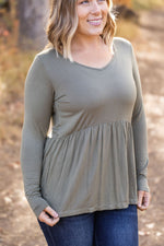 IN STOCK Long Sleeve Sarah Ruffle - Olive | Women's Top FINAL SALE