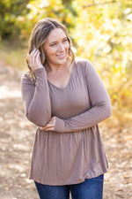 IN STOCK Long Sleeve Sarah Ruffle - Mocha | Women's Top FINAL SALE