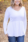 IN STOCK Long Sleeve Sarah Ruffle - White | Women's Top