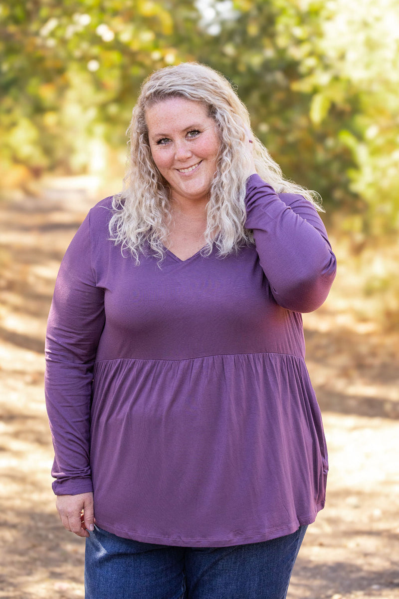 IN STOCK Long Sleeve Sarah Ruffle - Purple FINAL SALE