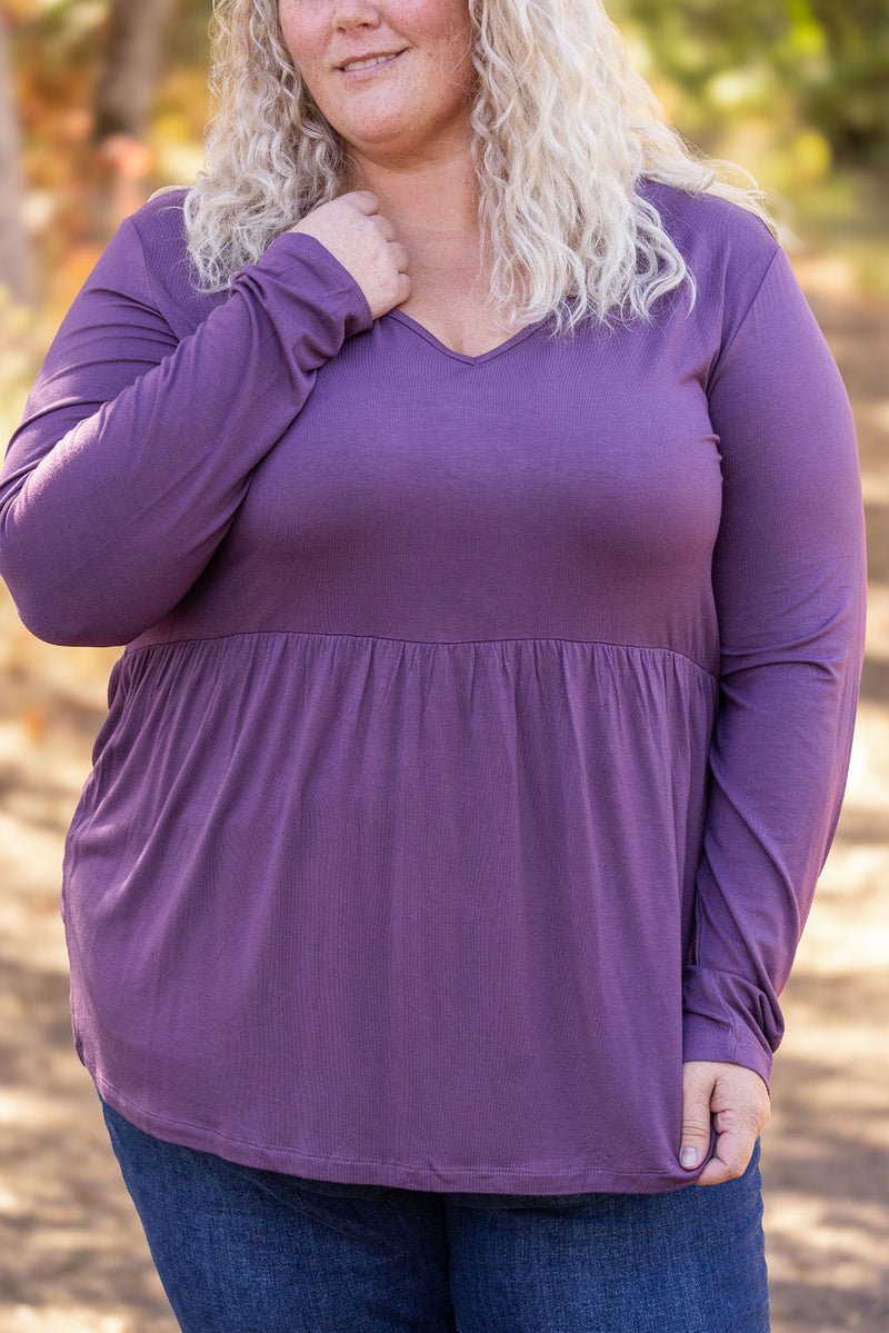 IN STOCK Long Sleeve Sarah Ruffle - Purple FINAL SALE