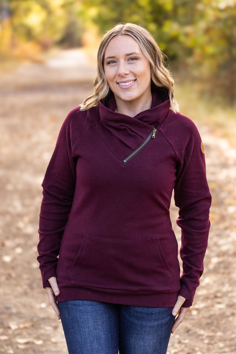 IN STOCK Classic Zoey ZipCowl Sweatshirt - Burgundy FINAL SALE