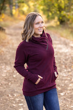 IN STOCK Classic Zoey ZipCowl Sweatshirt - Burgundy FINAL SALE