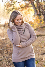 IN STOCK Classic Zoey ZipCowl Sweatshirt - Mocha FINAL SALE