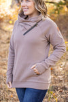 IN STOCK Classic Zoey ZipCowl Sweatshirt - Mocha FINAL SALE