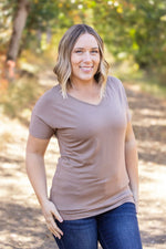 IN STOCK Chloe Cozy Tee - Mocha | Women's V-Neck Top FINAL SALE