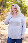 IN STOCK Long Sleeve Sarah Ruffle - Light Grey | Women's Top FINAL SALE