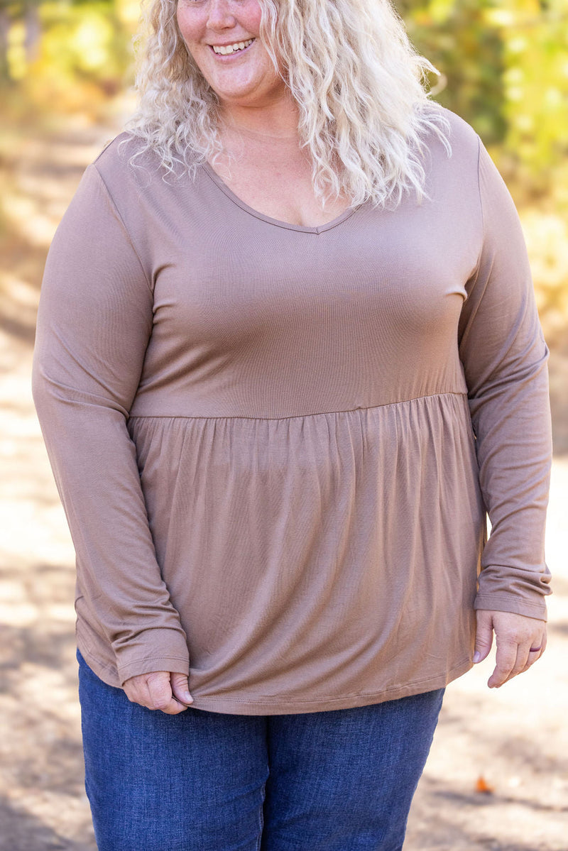 IN STOCK Long Sleeve Sarah Ruffle - Mocha | Women's Top FINAL SALE