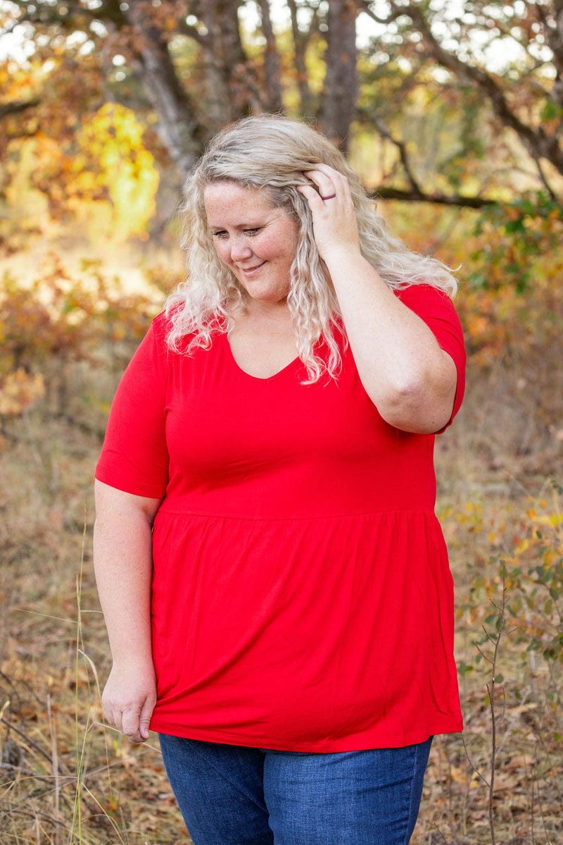 IN STOCK Sarah Ruffle Short Sleeve - Red