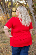 IN STOCK Sarah Ruffle Short Sleeve - Red