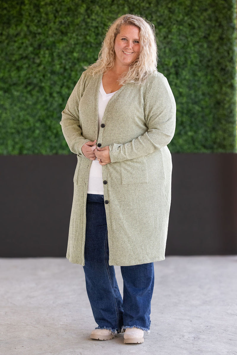 IN STOCK Colbie Ribbed Cardigan - Pistachio