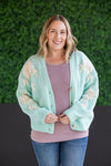 IN STOCK Mint and Tan Floral Cardigan