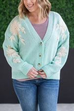 IN STOCK Mint and Tan Floral Cardigan