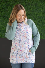 IN STOCK Zoey ZipCowl Sweatshirt - Sage and Floral Paradise