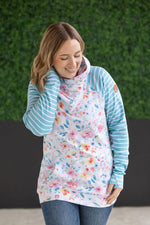 IN STOCK Zoey ZipCowl Sweatshirt - Watercolor Floral and Stripes