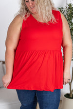 IN STOCK Renee Ruffle Tank - Red