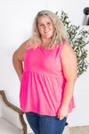 IN STOCK Renee Ruffle Tank - Neon Pink