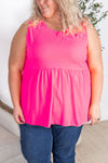 IN STOCK Renee Ruffle Tank - Neon Pink