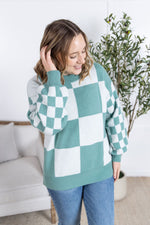 IN STOCK Checkered Pullover Sweater - Dusty Jade