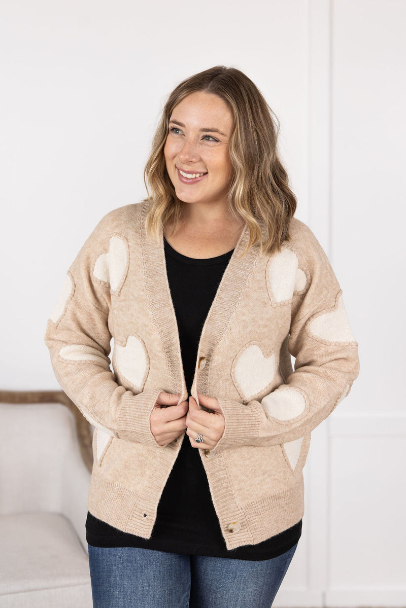 IN STOCK Sweetheart Cardigan - Tan