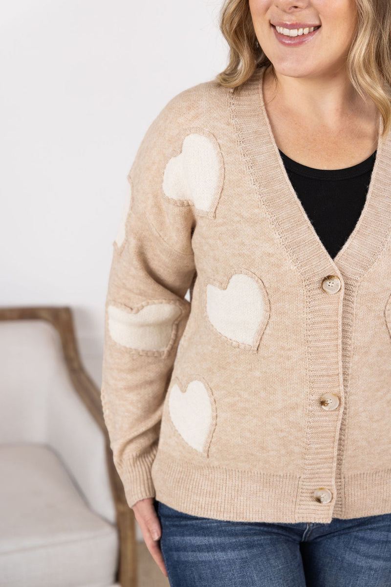 IN STOCK Sweetheart Cardigan - Tan