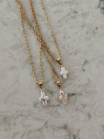 DAINTY PEARL CROSS NECKLACE