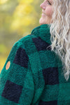 IN STOCK Sherpa Fullzip Hoodie - Green Plaid