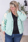 IN STOCK Mint and Tan Floral Cardigan