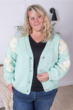 IN STOCK Mint and Tan Floral Cardigan