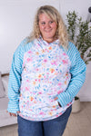 IN STOCK Zoey ZipCowl Sweatshirt - Watercolor Floral and Stripes