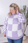 IN STOCK Checkered Pullover Sweater - Lavender