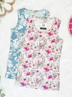 IN STOCK Ava Tank - Pink and Periwinkle Abstract Floral