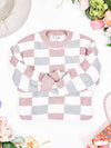 IN STOCK Checkered Sweater - Grey and Pink