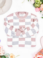 IN STOCK Checkered Sweater - Grey and Pink