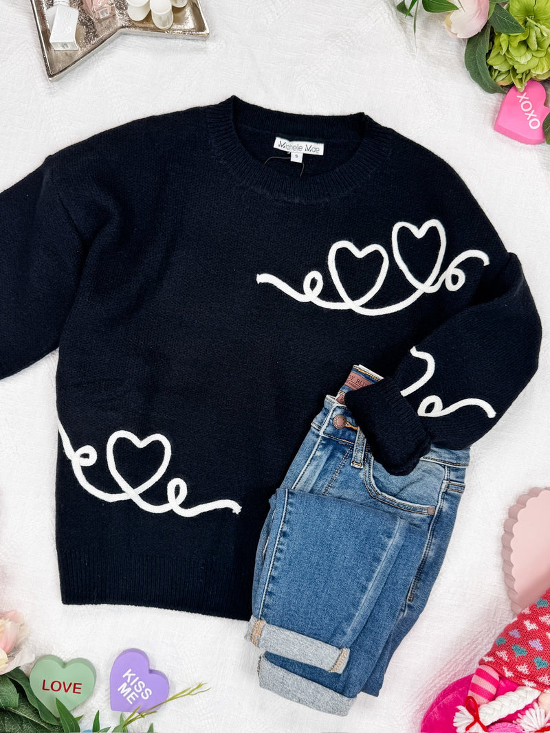 IN STOCK Black Hearts Sweater