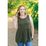 IN STOCK Renee Ruffle Tank - Olive FINAL SALE