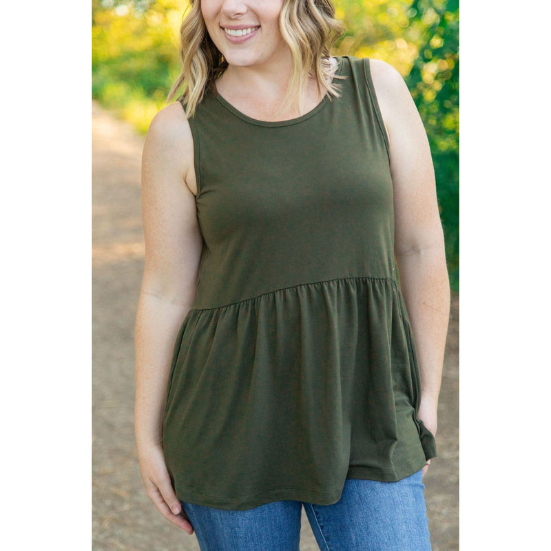 IN STOCK Renee Ruffle Tank - Olive FINAL SALE