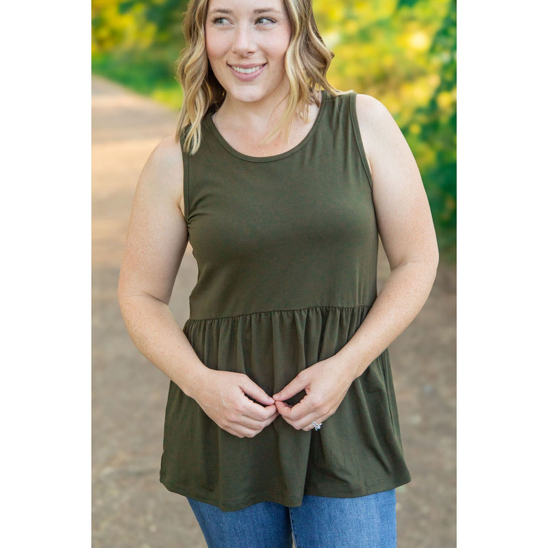 IN STOCK Renee Ruffle Tank - Olive FINAL SALE