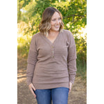 IN STOCK Brittney Button Sweater - Mocha FINAL SALE