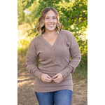 IN STOCK Brittney Button Sweater - Mocha FINAL SALE