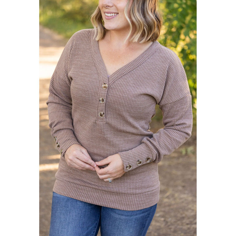 Brittney Button Sweater - Mocha | Women's Long Sleeve