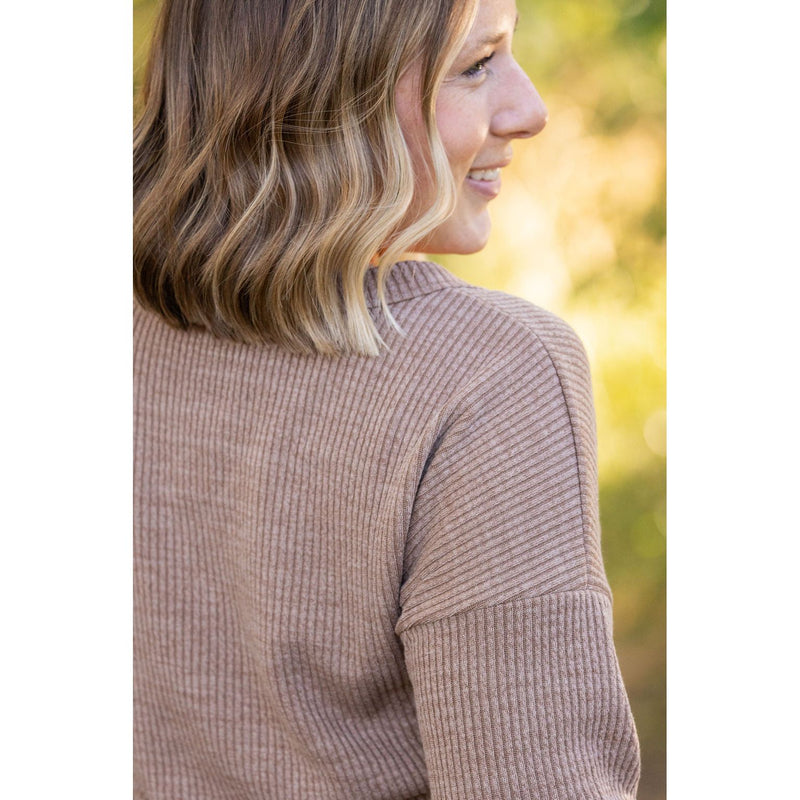 IN STOCK Brittney Button Sweater - Mocha FINAL SALE